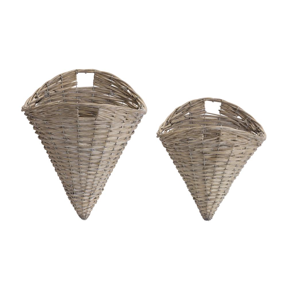 Wall Basket (Set of 2) 11.5" x 13.25"H, 13" x 16.5"H Willow. Picture 1