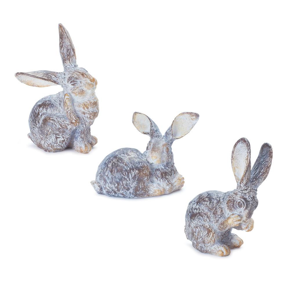 Rabbit (Set of 3) 3.75"H, 5"H, 5.25"H Resin. Picture 1