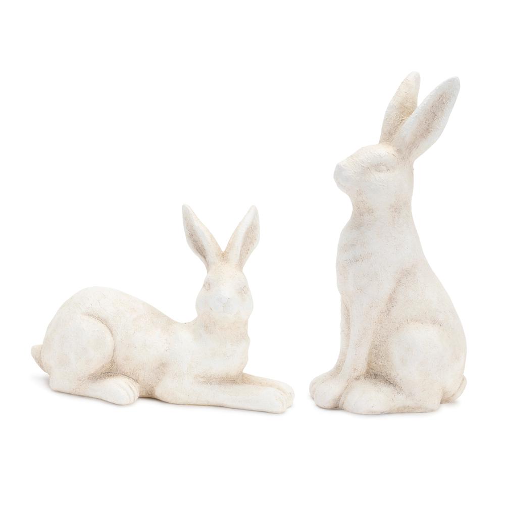 Rabbit (Set of 2) 7.5"L x 5"H, 3.25"L x 8.5"H Ceramic. Picture 1