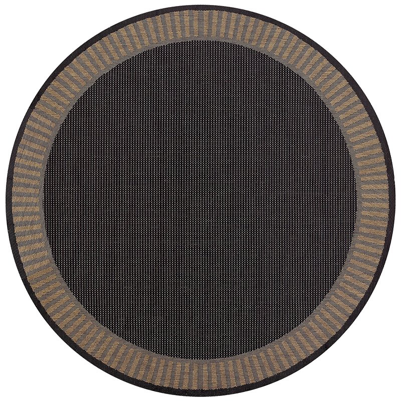 Checkered Field Area Rug, Cocoa/Black ,Round, 8'6" x 8'6". Picture 1