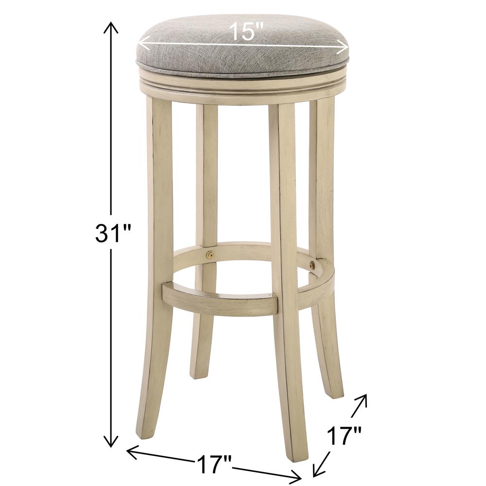 31in. Bar-Height Backless Wood Barstool with Swivel Upholstered Seat. Picture 2