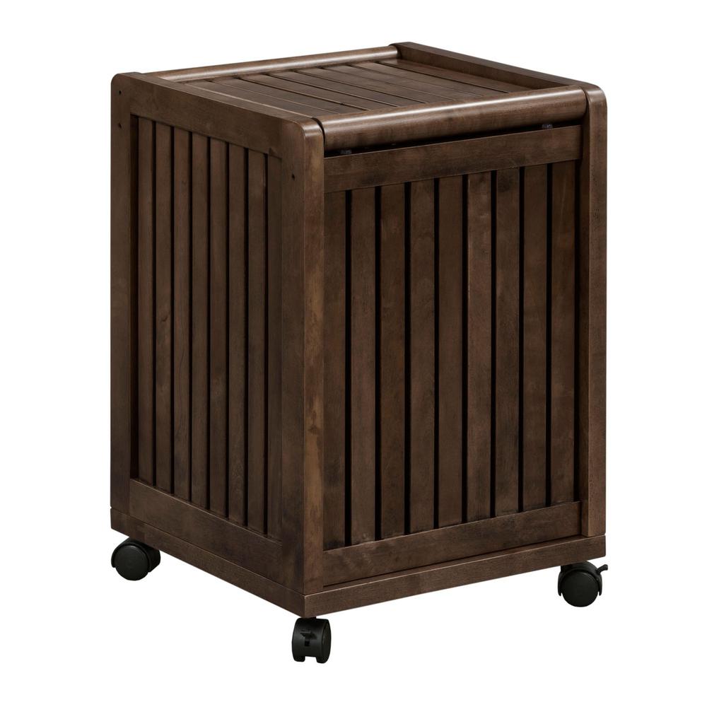 New Ridge Home Solid Wood Abingdon Mobile (Rolling) Laundry Hamper with Lid, Espresso. Picture 1