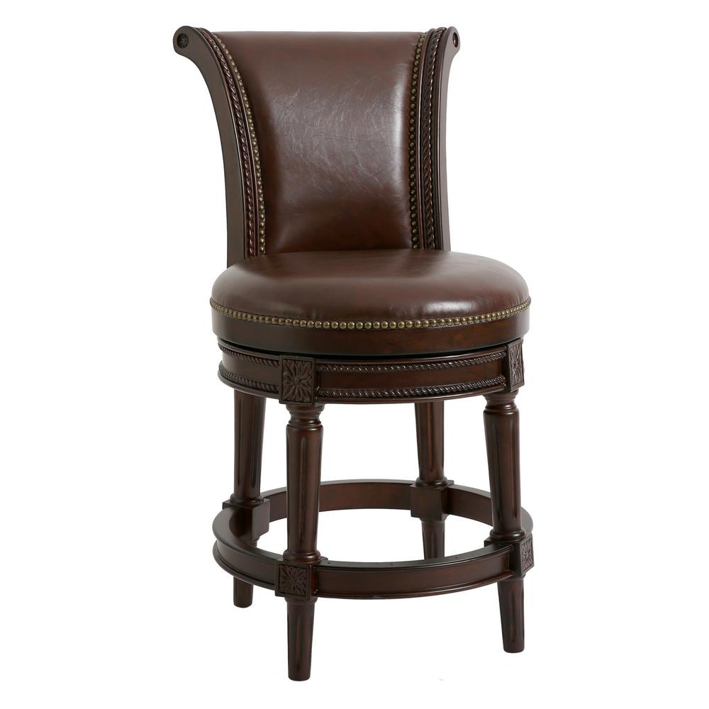 26in. Wood Counter-Height Swivel Barstool with High-Back. Picture 2