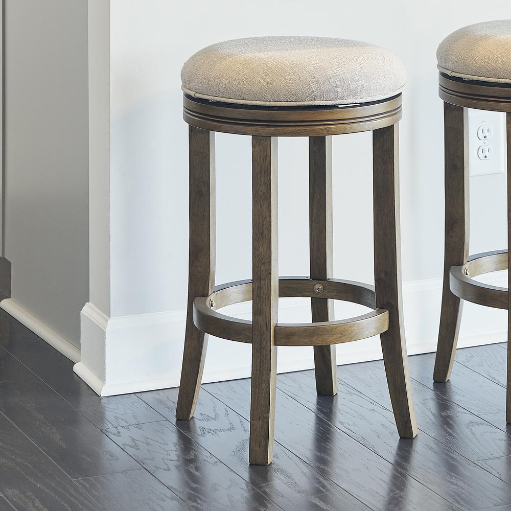 26in. Counter-Height Backless Wood Swivel Barstool with Upholstered Seat. Picture 3
