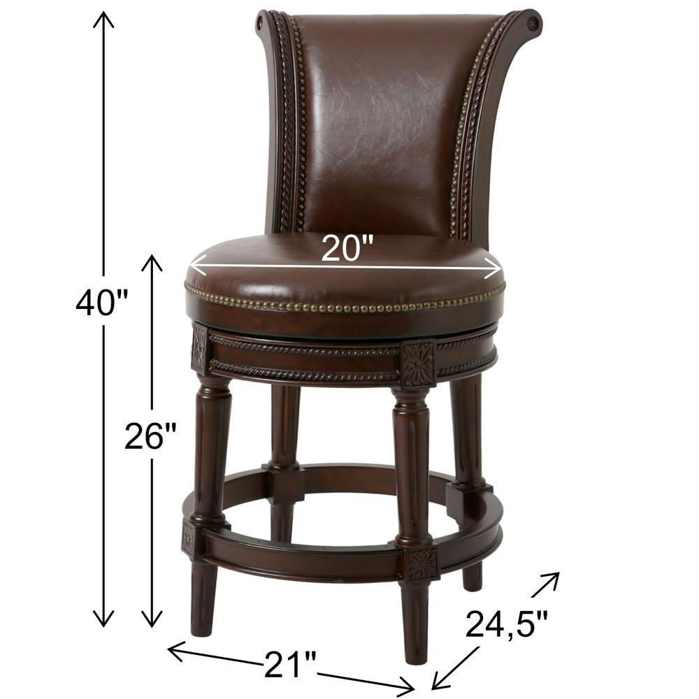 26in. Wood Counter-Height Swivel Barstool with High-Back. Picture 3
