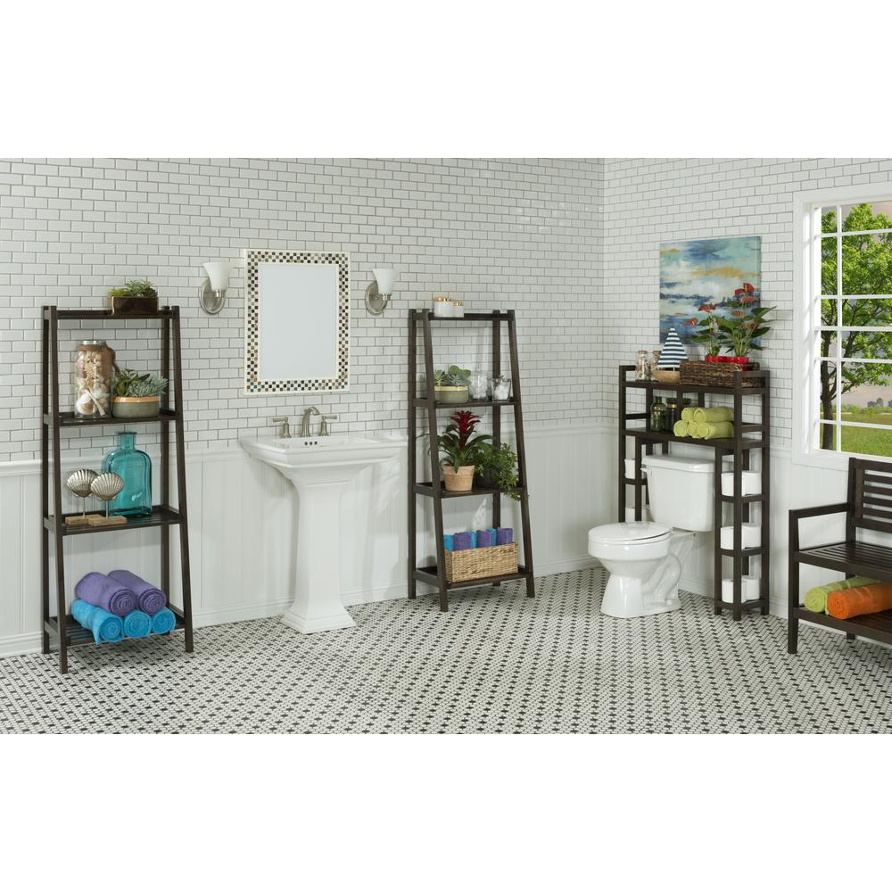 New Ridge Home Solid Wood Dunnsville 2-Tier Space Saver with Side Storage for your Bathroom, Espresso. Picture 4