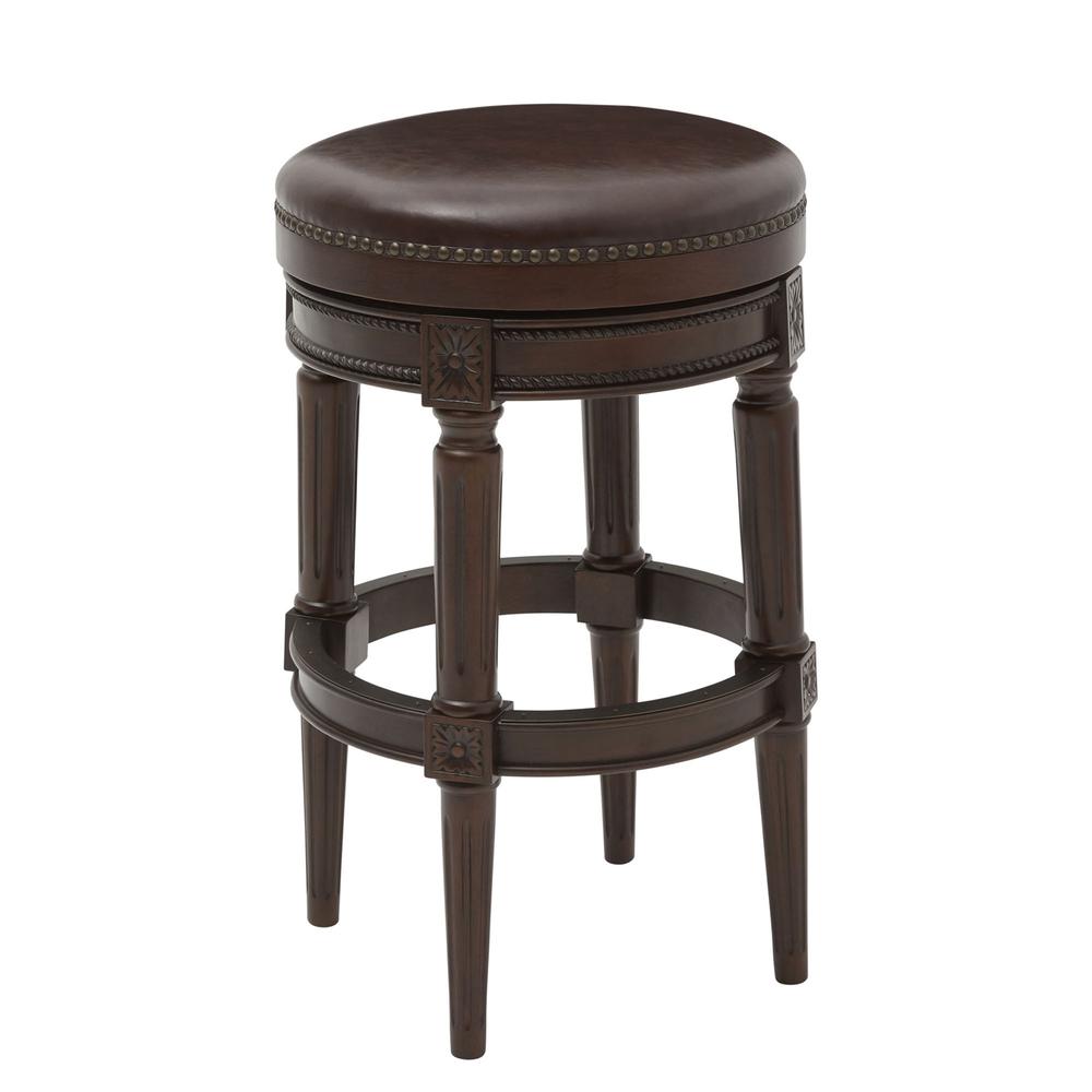 31in. Wood Backless Bar-Height Swivel Barstool. Picture 1