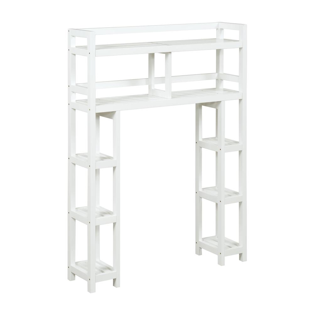 New Ridge Home Solid Wood Dunnsville 2-Tier Space Saver with Side Storage for your Bathroom, White. Picture 1