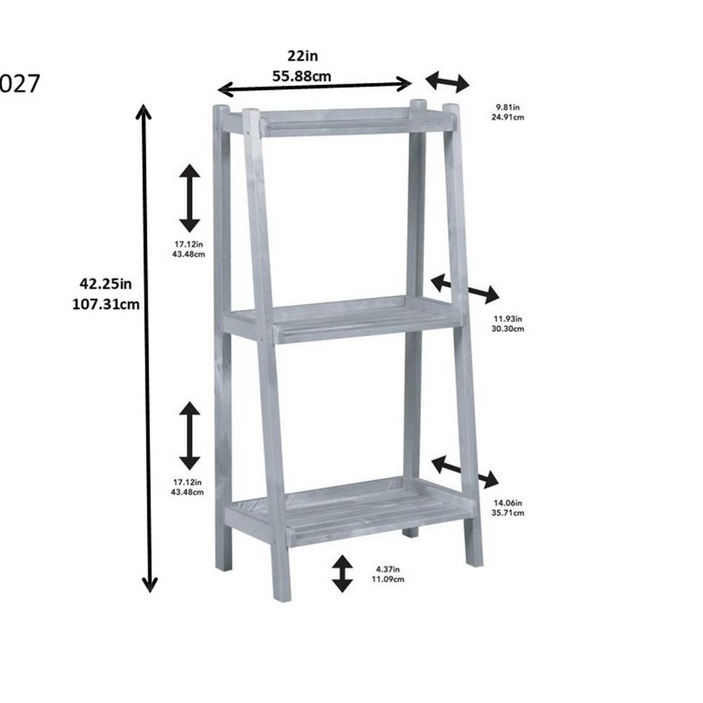 New Ridge Home Solid Wood Dunnsville 3-Tier Ladder Shelf, Bookcase, Display, White. Picture 4