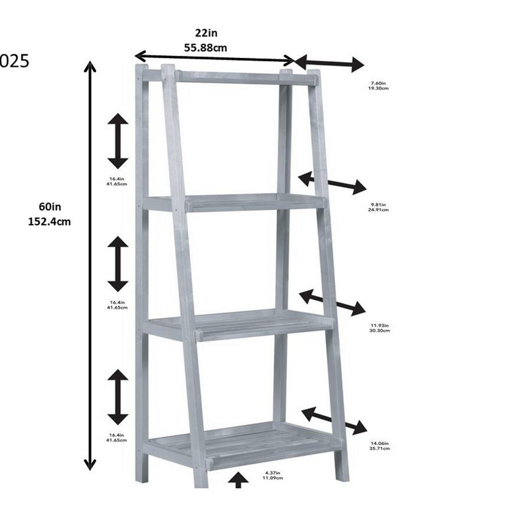 New Ridge Home Solid Wood Dunnsville 4-Tier Ladder Leaning Shelf Bookcase, Graphite and Other Colors. Picture 5
