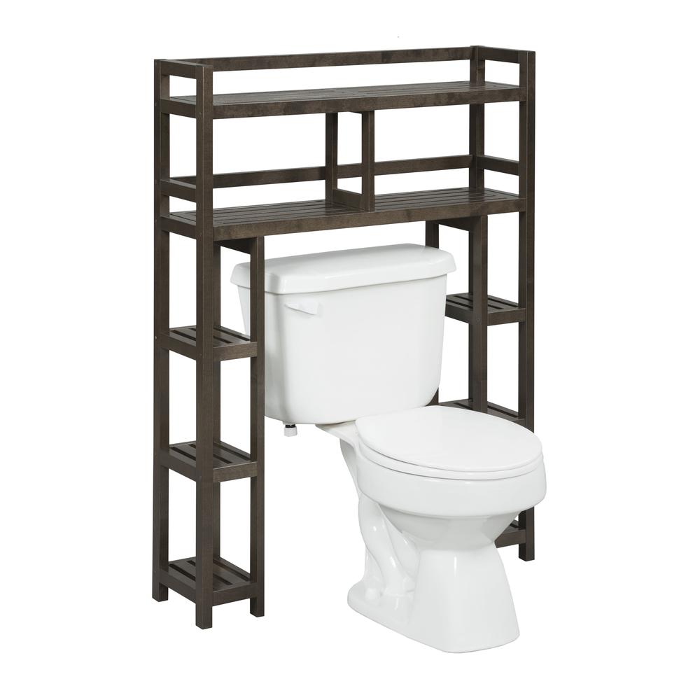 New Ridge Home Solid Wood Dunnsville 2-Tier Space Saver with Side Storage for your Bathroom, Espresso. Picture 2