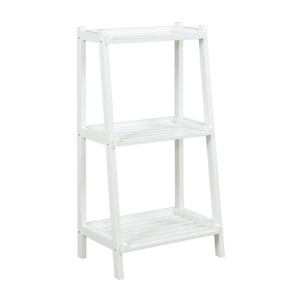 New Ridge Home Solid Wood Dunnsville 3-Tier Ladder Shelf, Bookcase, Display, White. Picture 1