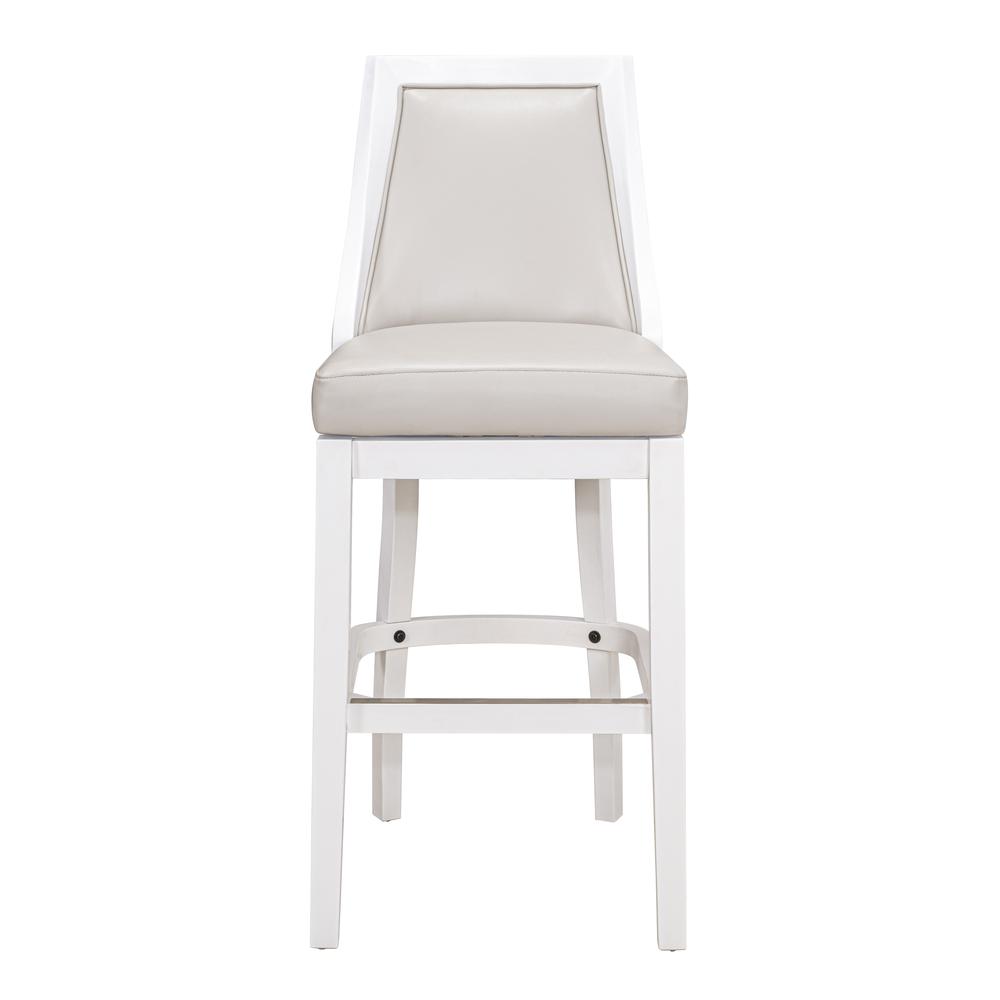 Swivel 31"H Bar Stool with Tall Back, Alabaster White. Picture 2