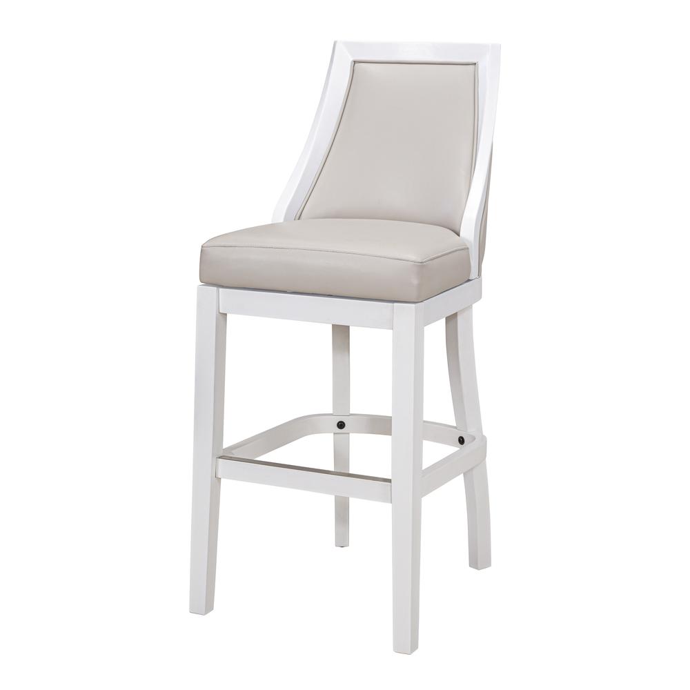 Swivel 31"H Bar Stool with Tall Back, Alabaster White. Picture 1