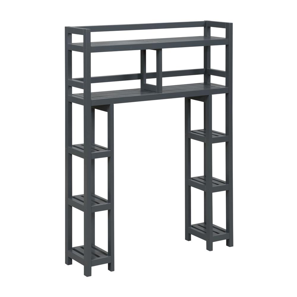 New Ridge Home Solid Wood Dunnsville 2-Tier Space Saver with Side Storage for your Bathroom, Graphite. Picture 1