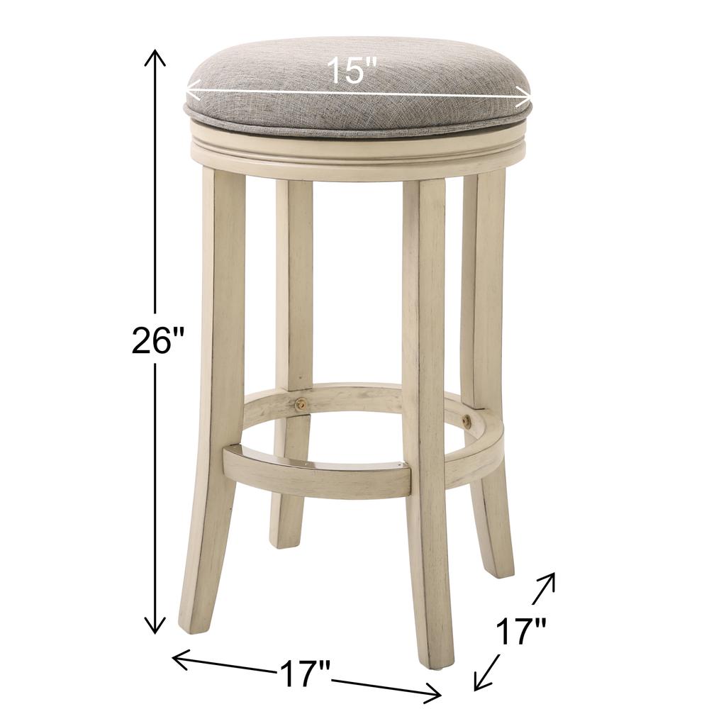 26in. Counter-Height Backless Wood Swivel Barstool with Upholstered Seat. Picture 2