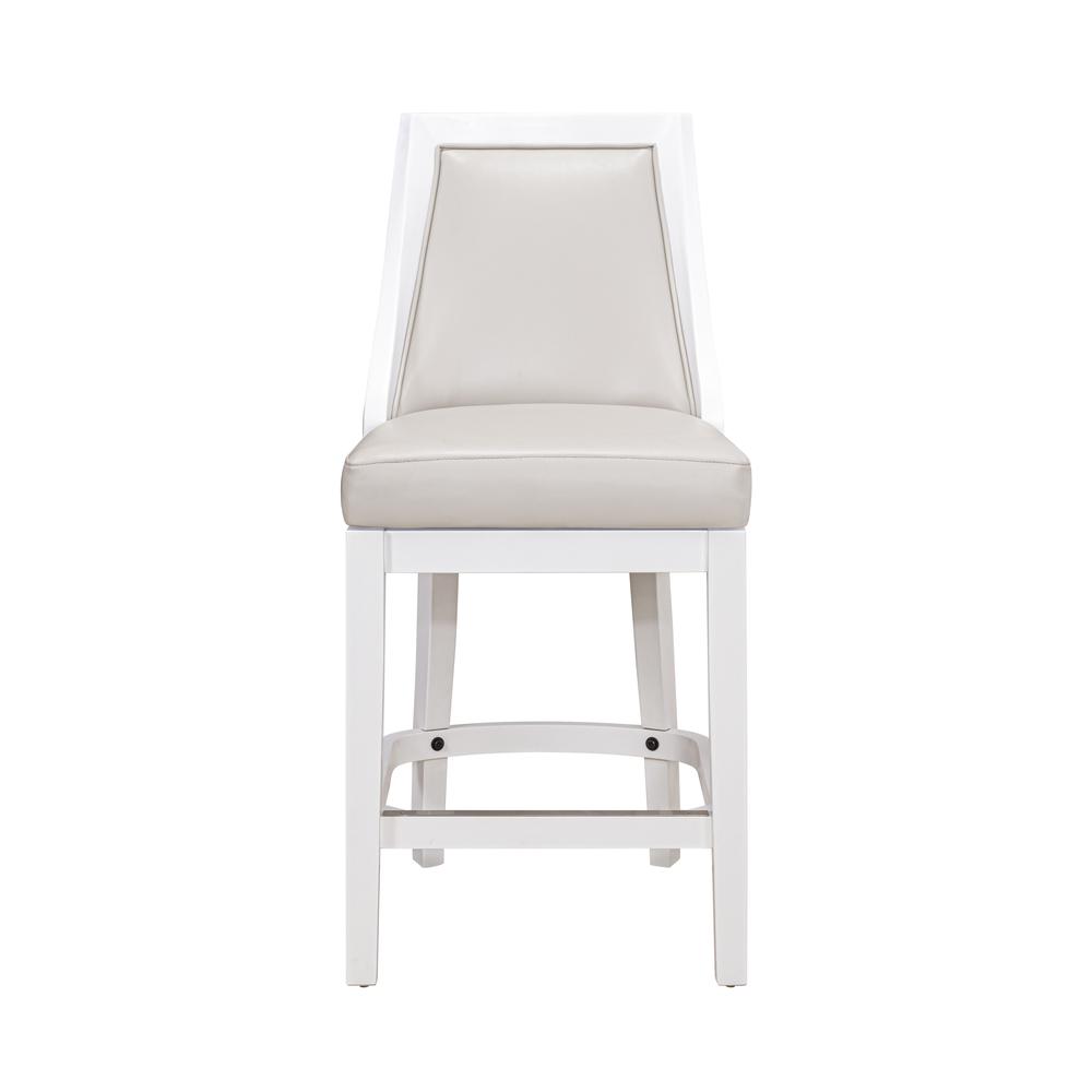 Swivel 26"H Counter-Height Bar Stool with Tall Back, Alabaster White. Picture 3