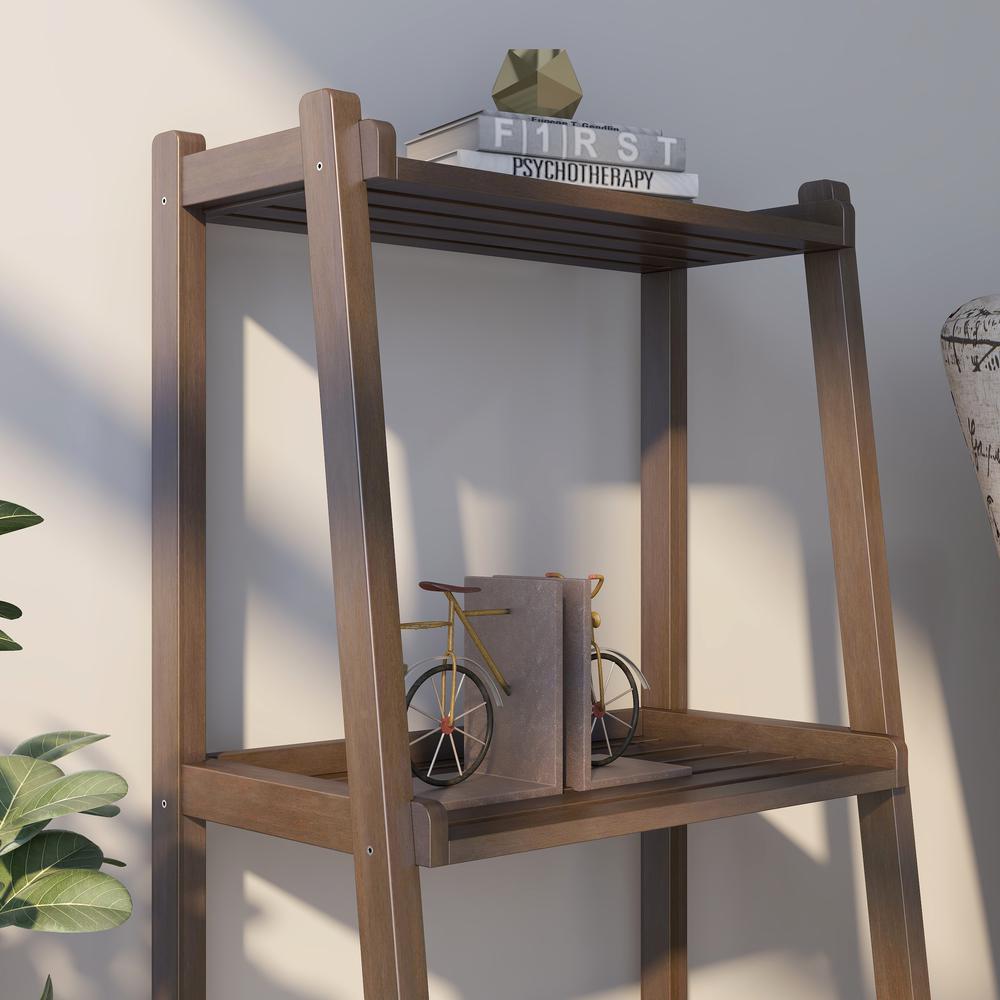 New Ridge Home Solid Wood Dunnsville 3-Tier Ladder Shelf, Bookcase, Display, Espresso. Picture 5
