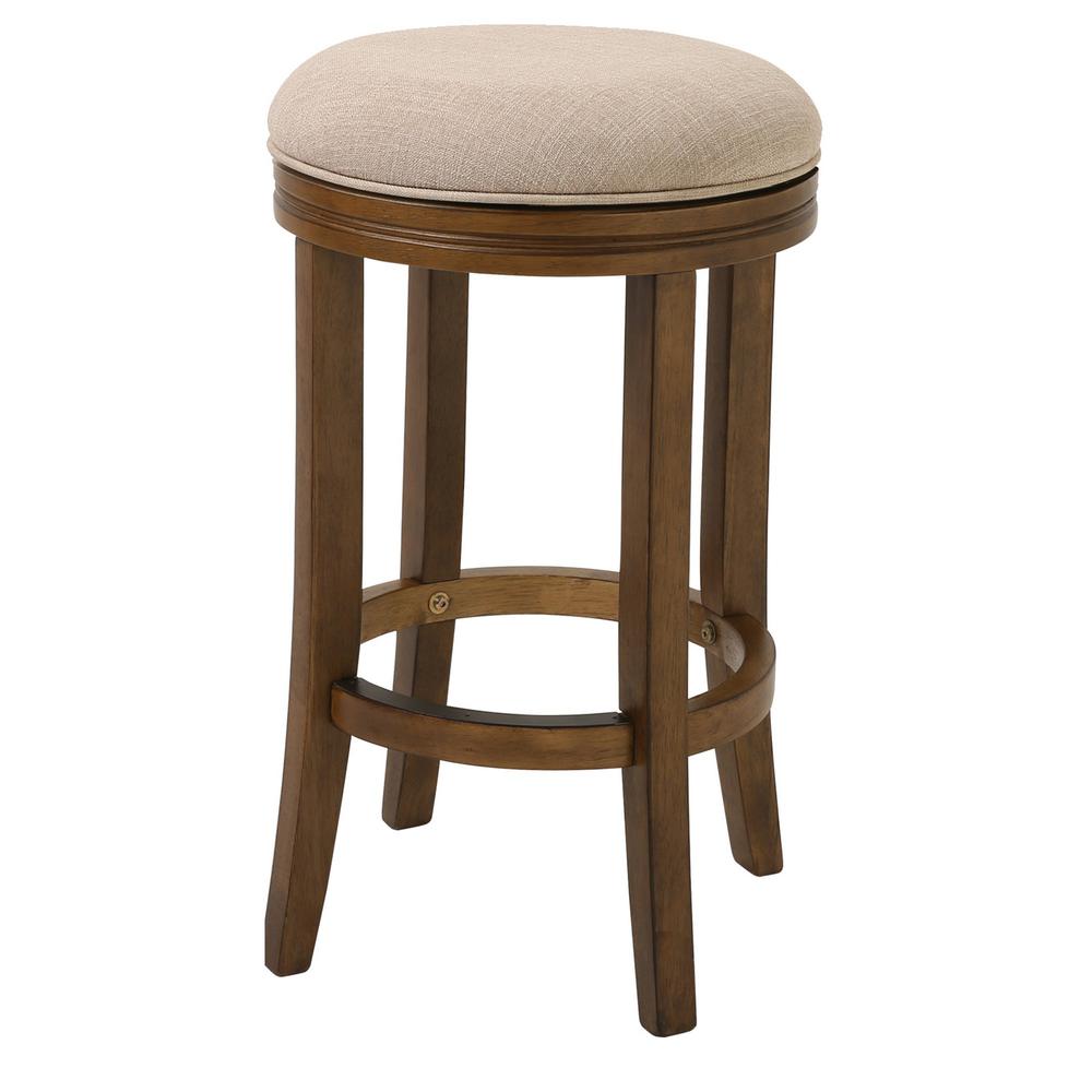 26in. Counter-Height Backless Wood Swivel Barstool with Upholstered Seat. Picture 1