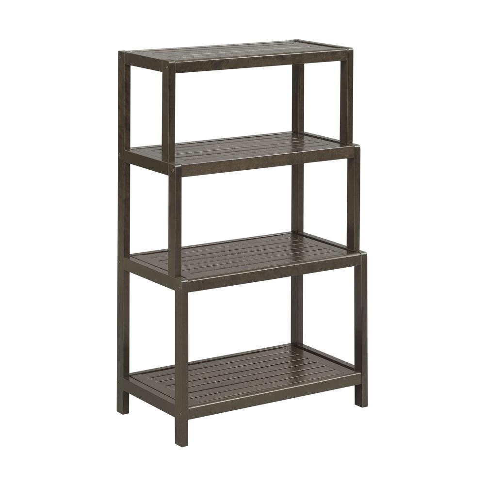 New Ridge Home Solid Wood Dunnsville 4-Tier Step Back Shelf, Ladder Bookcase, Espresso. Picture 1