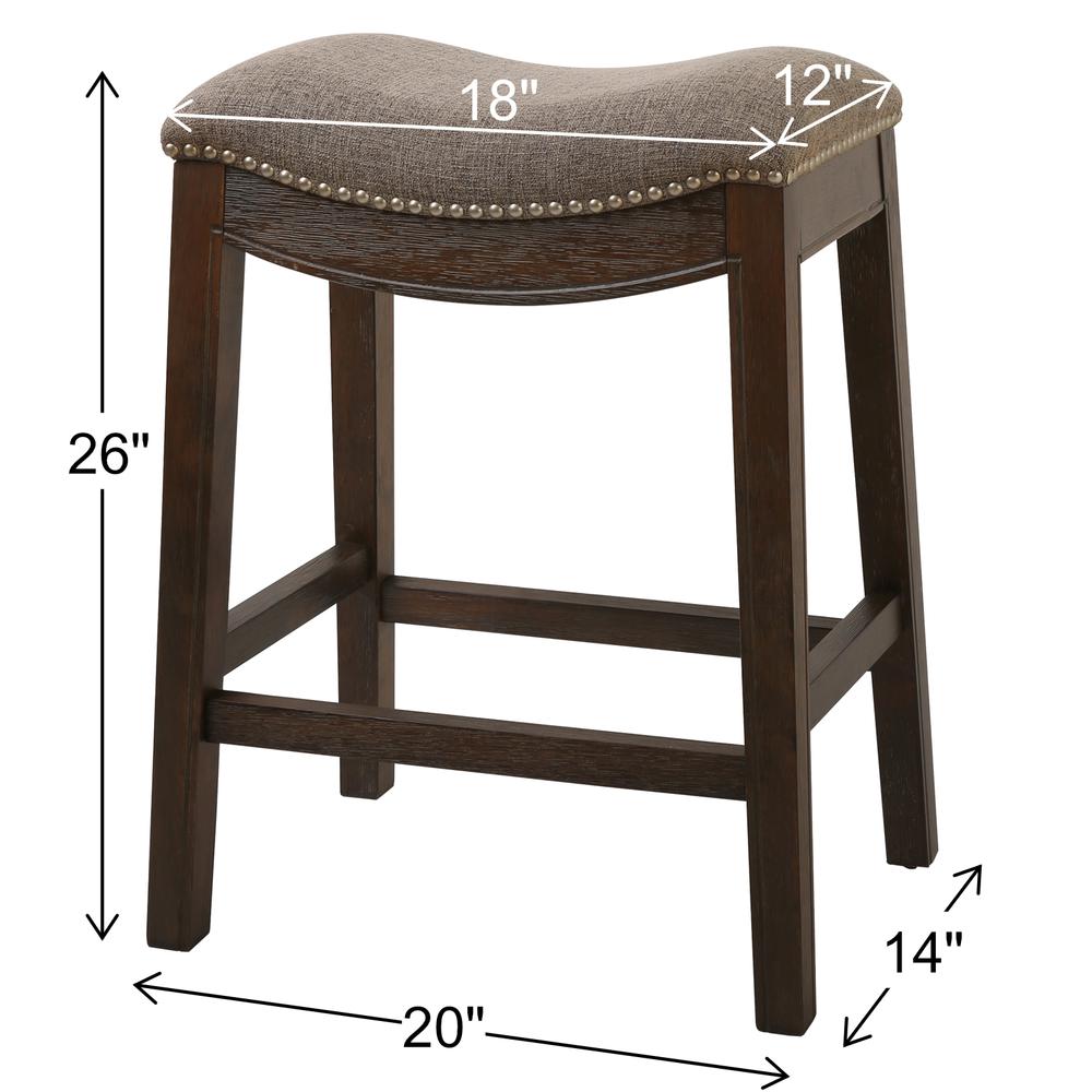 26in. H Saddle Weathered Gray Wood Counter-Height Barstool. Picture 7