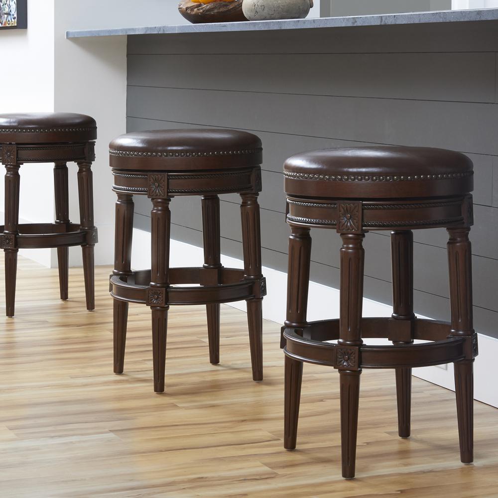 31in. Wood Backless Bar-Height Swivel Barstool. Picture 4