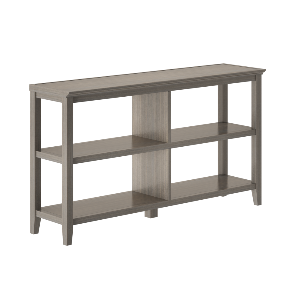 New Ridge 2-Tier Low Wooden Bookcase Washed Grey. Picture 1