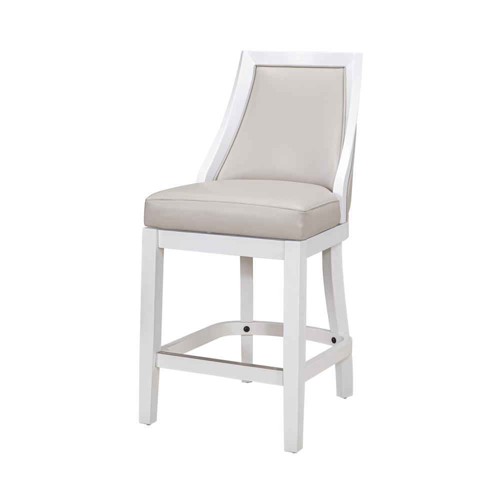 Swivel 26"H Counter-Height Bar Stool with Tall Back, Alabaster White. Picture 1
