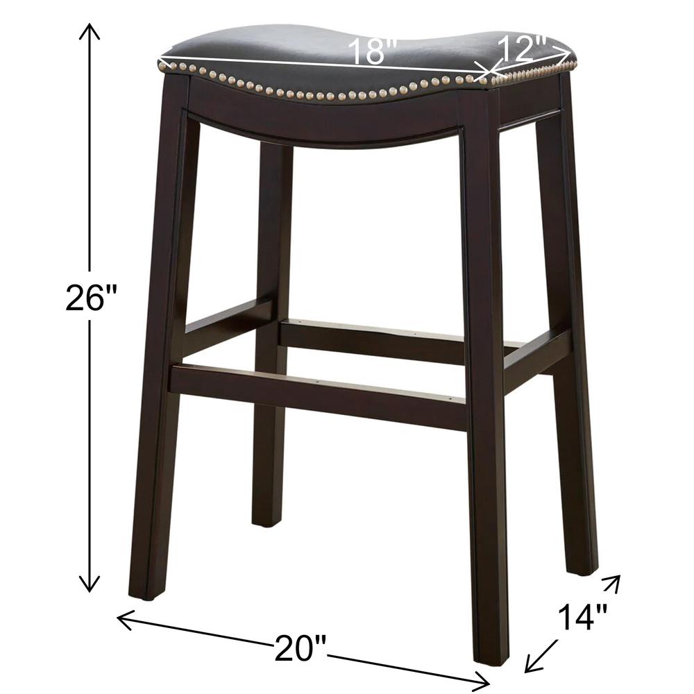 26in. H Counter-Height Wood Barstool with Gray Faux-Leather Seat. Picture 6