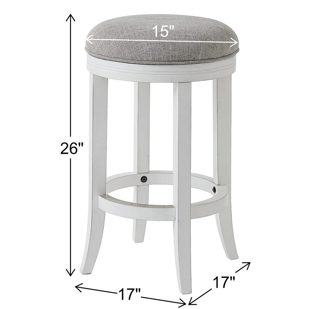 26in. Counter-Height Wood Backless Barstool with Upholstered Grey Swivel Seat. Picture 3