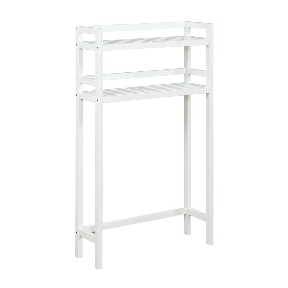 New Ridge Home Solid Wood Dunnsville 2-Tier Space Saver for Bathroom Extra Storage, White. Picture 1