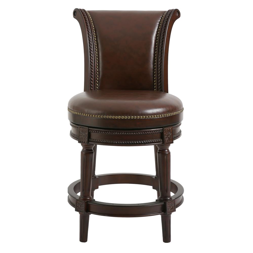 26in. Wood Counter-Height Swivel Barstool with High-Back. Picture 1