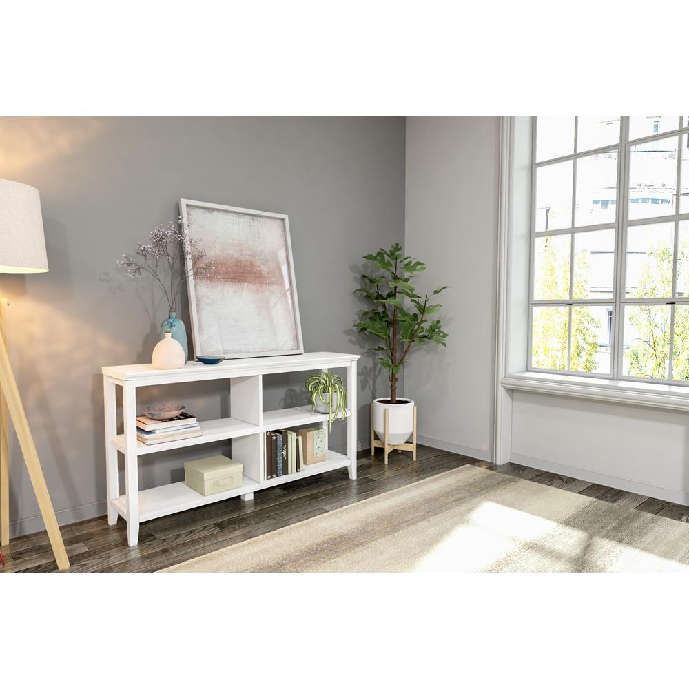 New Ridge 2-Tier Low Wooden Bookcase White. Picture 4