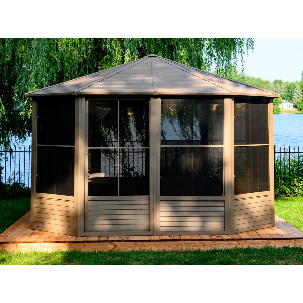 Florence Solarium with Metal Roof 12'x12' Sand. Picture 1