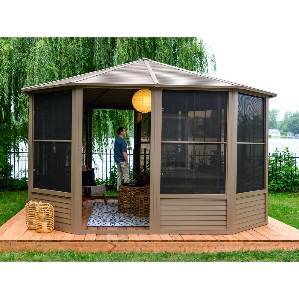Florence Solarium with Metal Roof 12'x12' Sand. Picture 2