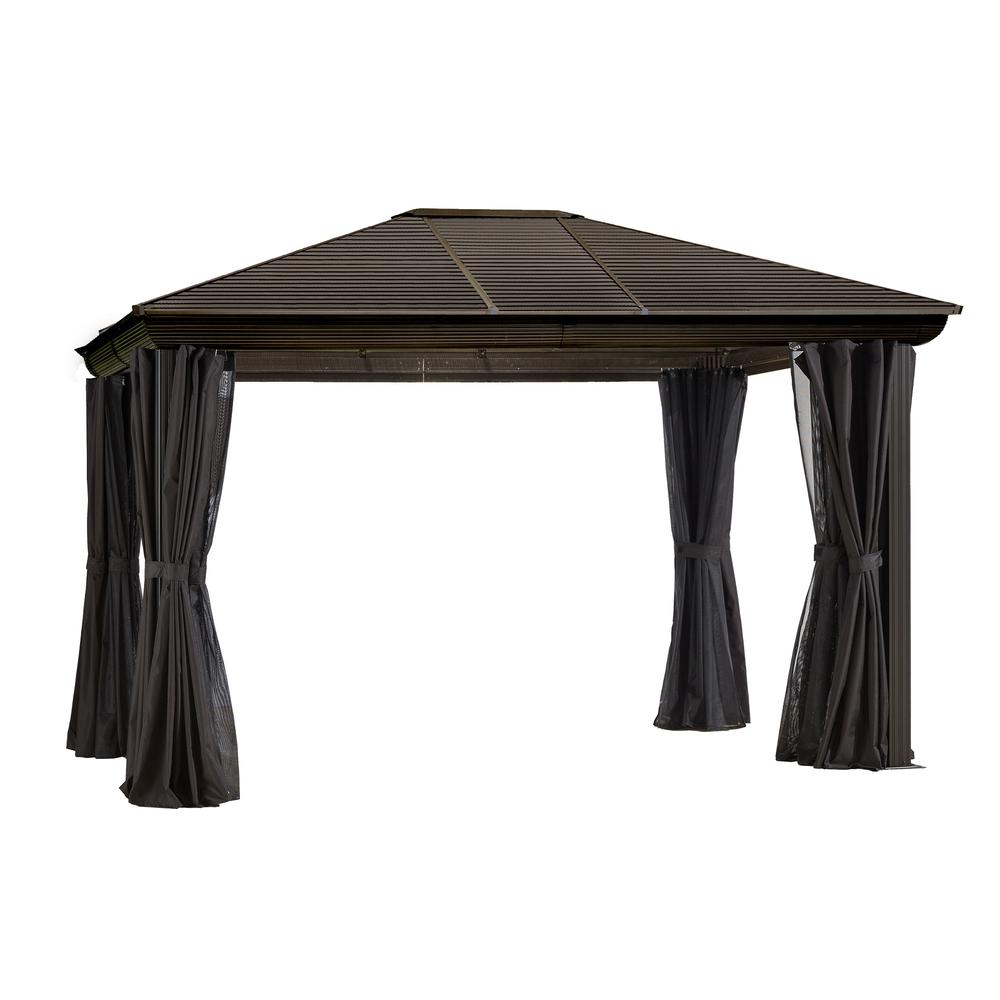 Venus Gazebo with Metal Roof 10 Ft. x 12 Ft. in Brown. Picture 1