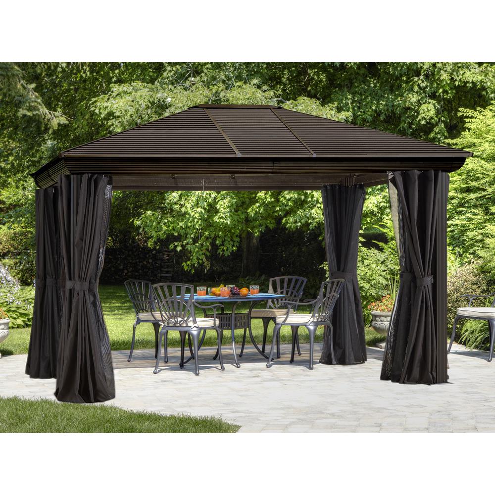 Venus Gazebo with Metal Roof 10 Ft. x 12 Ft. in Brown. Picture 2