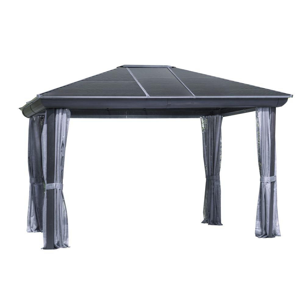 Venus Gazebo with Metal Roof 10 Ft. x 12 Ft. in Slate. Picture 1