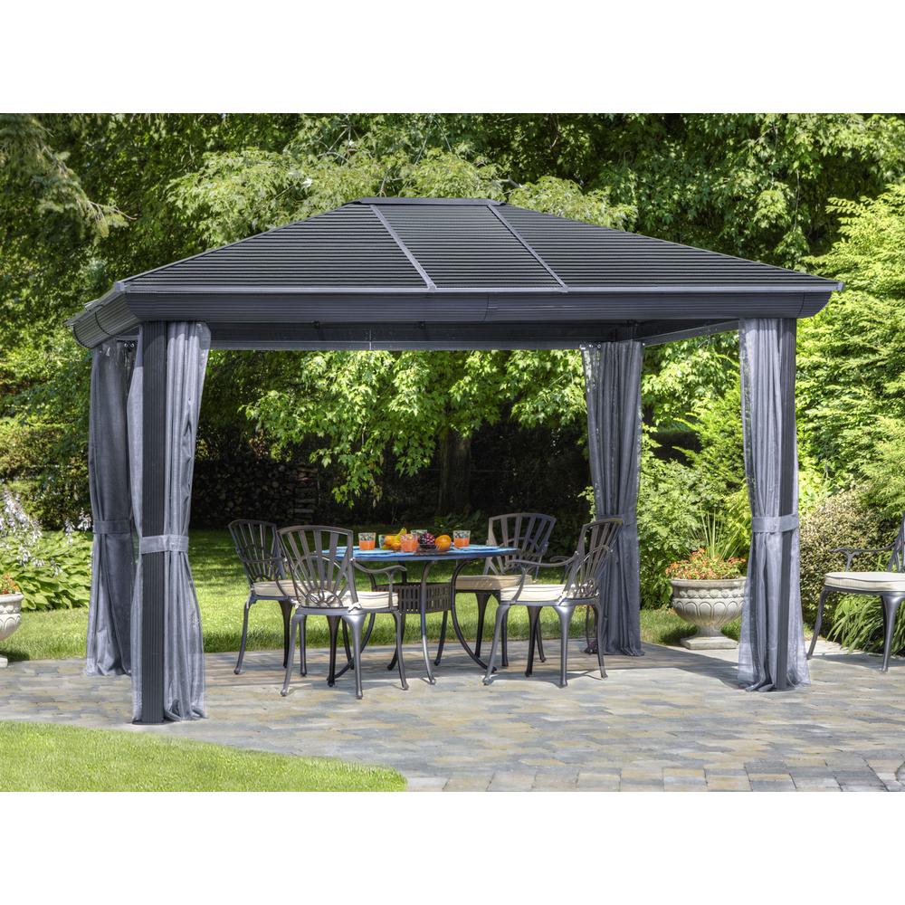 Venus Gazebo with Metal Roof 10 Ft. x 12 Ft. in Slate. Picture 2