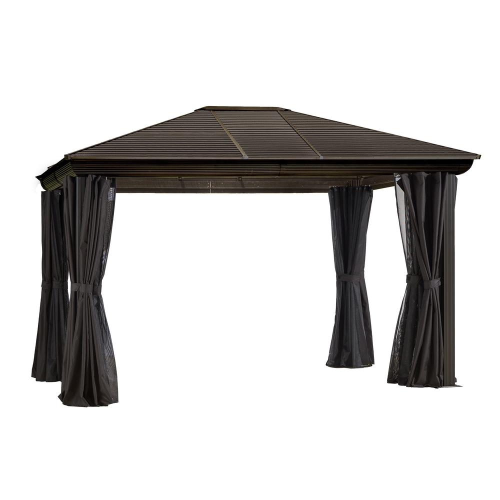 Venus Gazebo with Metal Roof 10 Ft. x 14 Ft. in Brown. Picture 1
