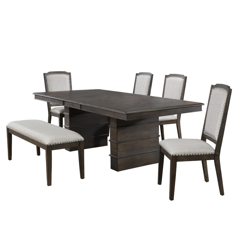 Cali 6 Piece 96" Rectangular Extendable Dining Table Set. Picture 4