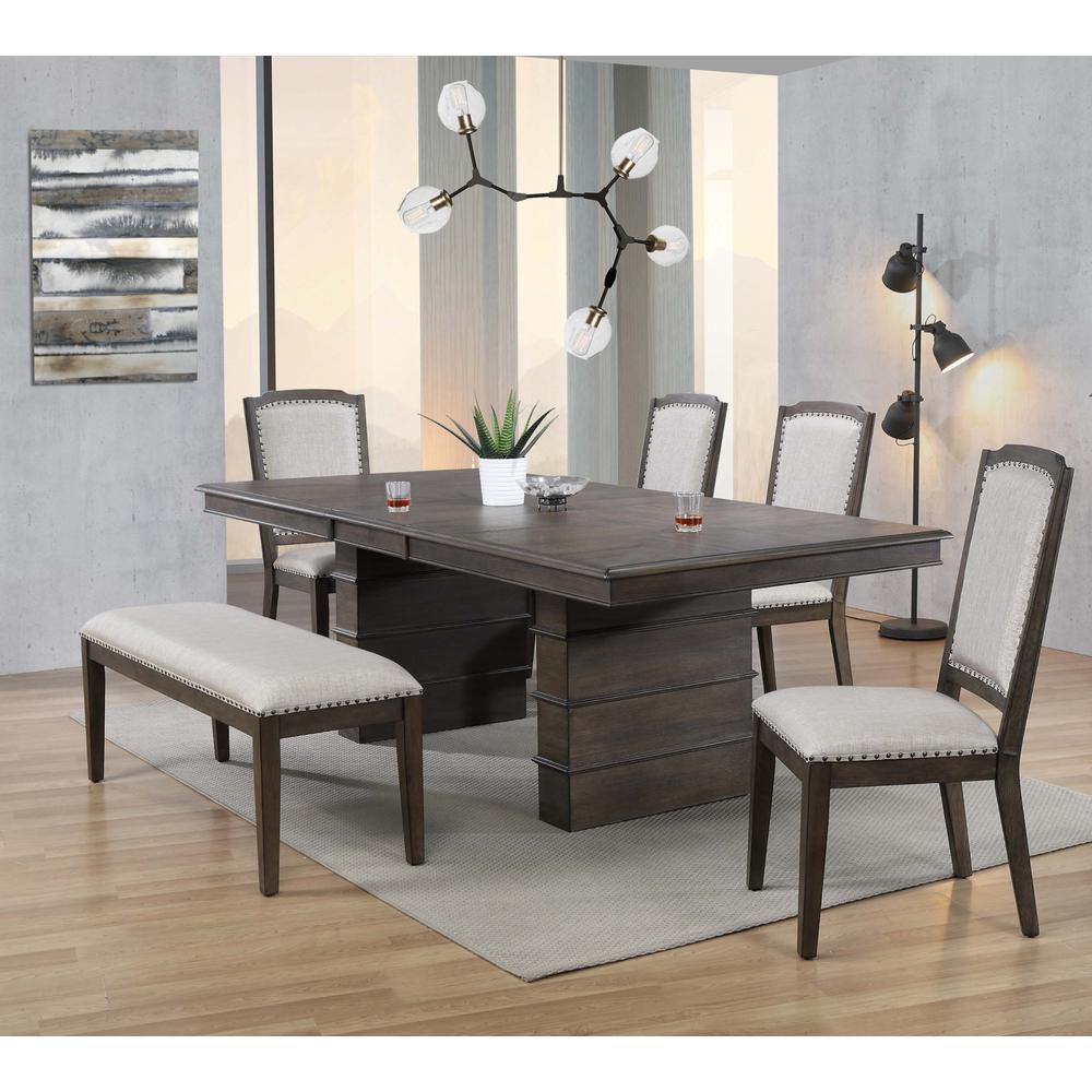 Cali 6 Piece 96" Rectangular Extendable Dining Table Set. Picture 5