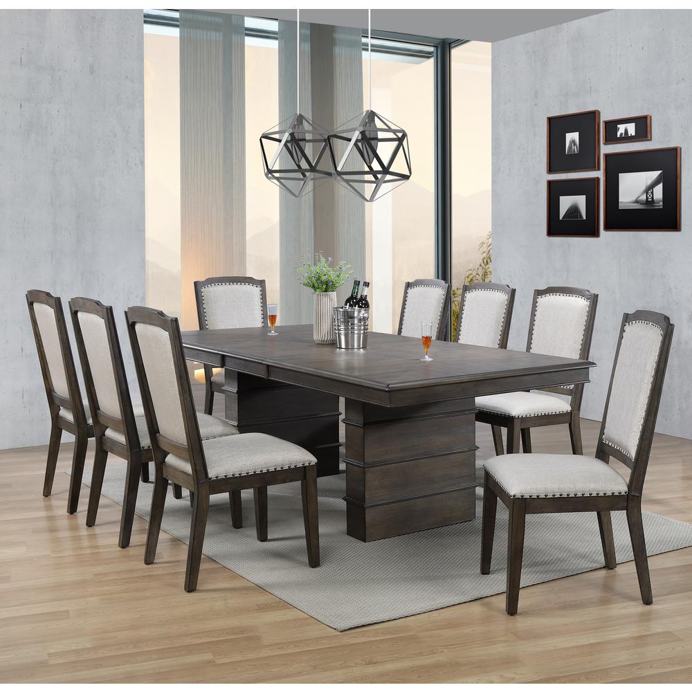 Cali 9 Piece 96" Rectangular Extendable Dining Table Set. Picture 5
