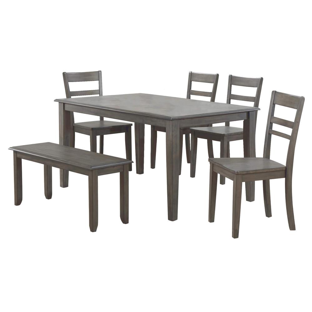 Shades of Gray 6 Piece 60" Rectangular Dining Table Set. Picture 7
