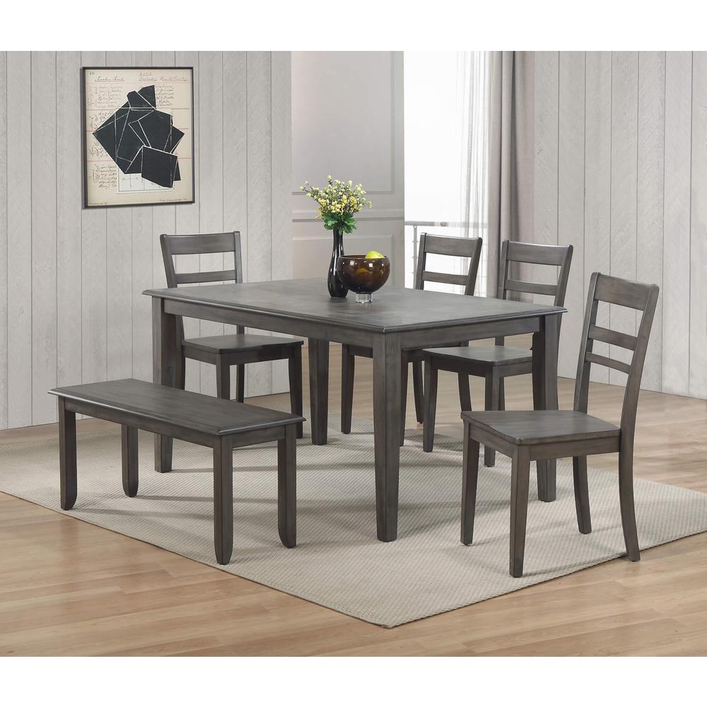 Shades of Gray 6 Piece 60" Rectangular Dining Table Set. Picture 4
