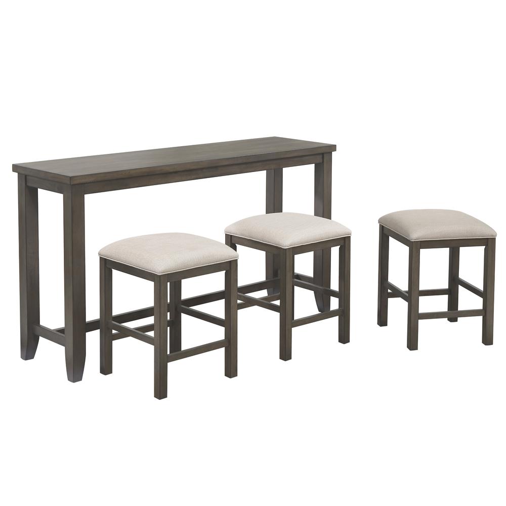 Shades of Gray 4 Piece 65" Rectangular Narrow Pub Table Set. Picture 2