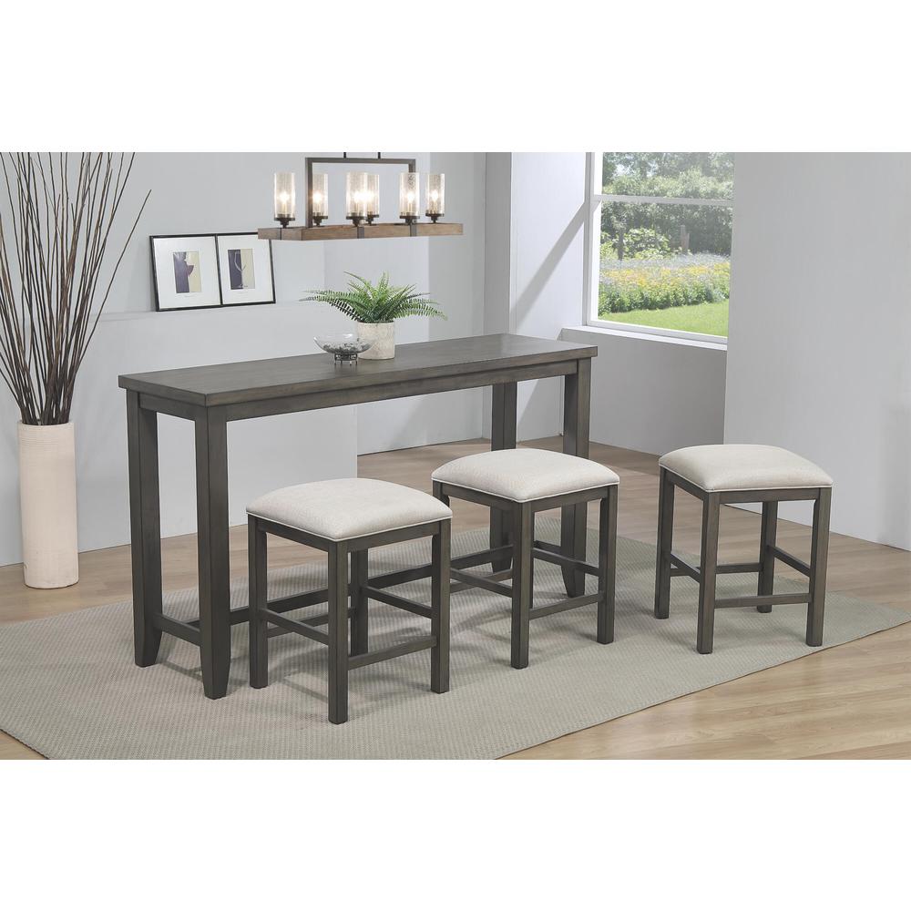Shades of Gray 4 Piece 65" Rectangular Narrow Pub Table Set. Picture 3