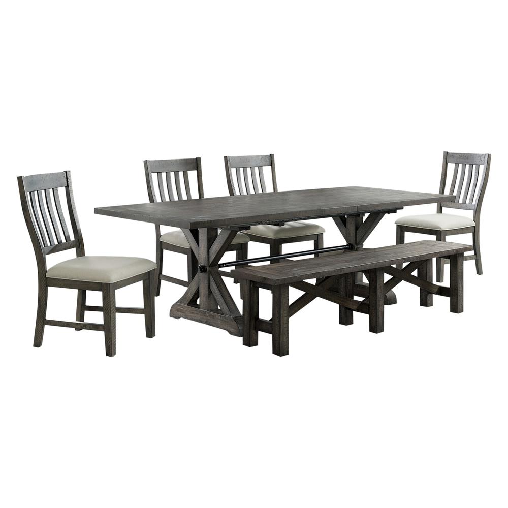 Trestle 6 Piece Dining Set with Bench. Picture 6