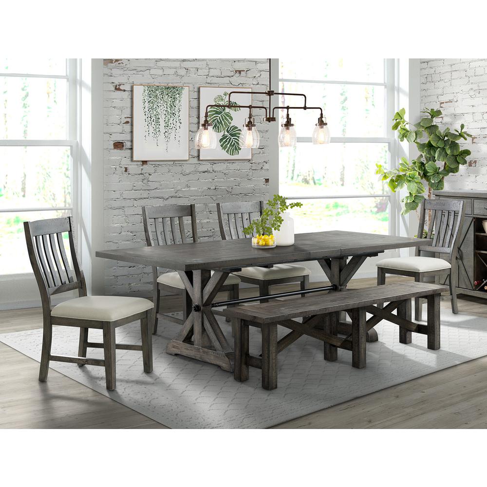 Trestle 6 Piece Dining Set with Bench. Picture 2