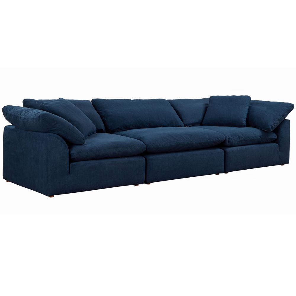 Sunset Trading Cloud Puff 3 Piece 132" Wide Slipcovered Modular Sectional Sofa | Stain Resistant Performance Fabric | Navy Blue. Picture 3